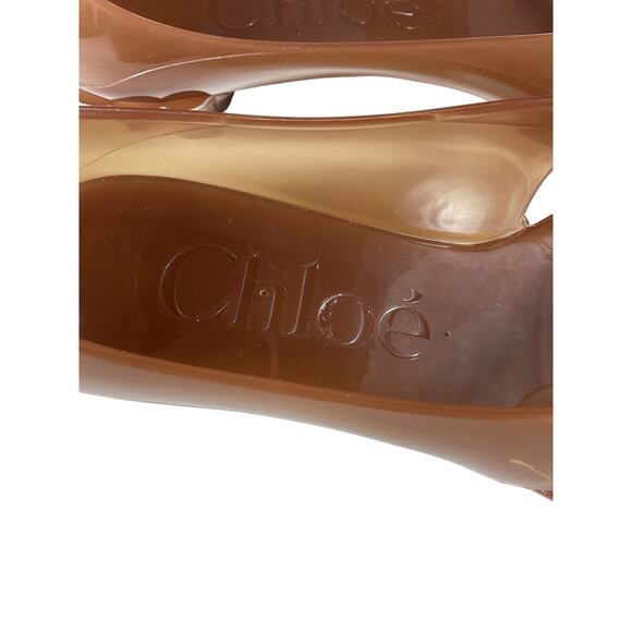 Chlo� 'Jelly' Brown Rubber Flat Sandals Size 8 - Picture 6 of 9